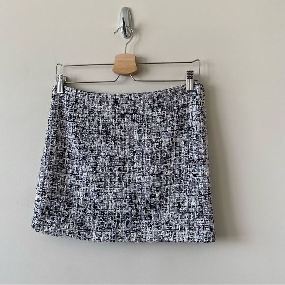 Alice & olivia-black white & grey tweed mini skirt (size:2) - Picture 4 of 7